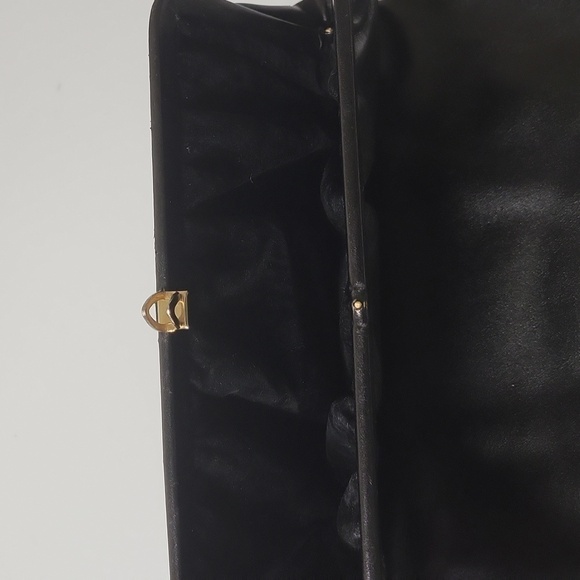 VINTAGE Foldable black Leather Clutch - Picture 5 of 16
